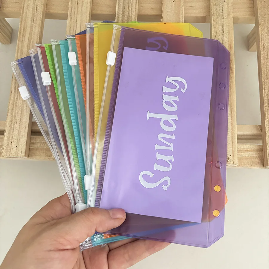 

A6 Weekly Loose Leaf Binder Notebook Inner Core Cover 7Days Color Zipper Design Note Journal Planner Office Stationery Supplies
