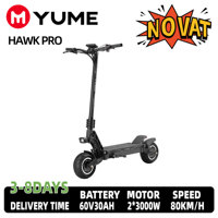 YUME HAWK Pro Electric Scooter,3000W*2 Motor 60V 30Ah Battery 50mph Max Speed 10x4.5' Tubeless Road Tires Off road Escooter