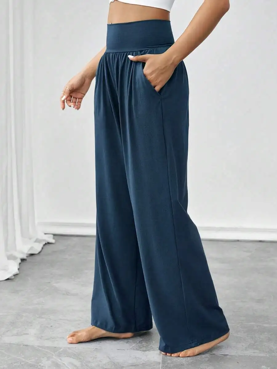 

Women High Waist Loose Wide Leg Pants Comfortable Soft Yoga Walking Casual Side Pocket Sweatpants