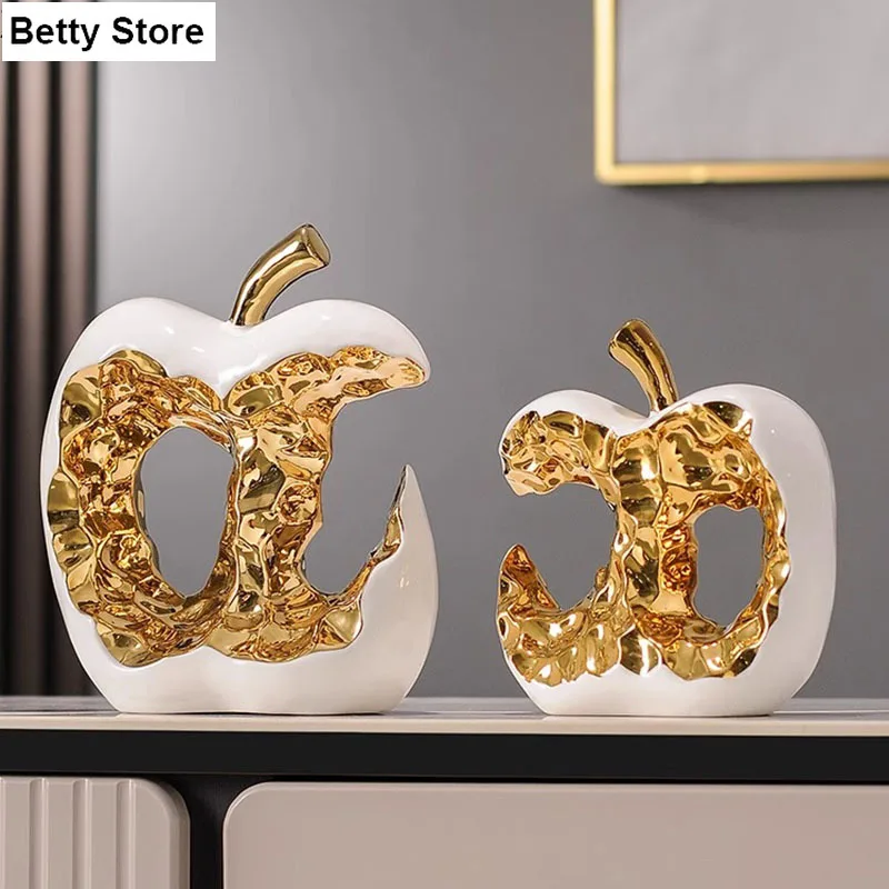 

Modern Irregular Cut-out Apple Sculpture Luxury Gilded Apple Crafts Office Decoration Abstract Apple Room Art Deco Furnishings