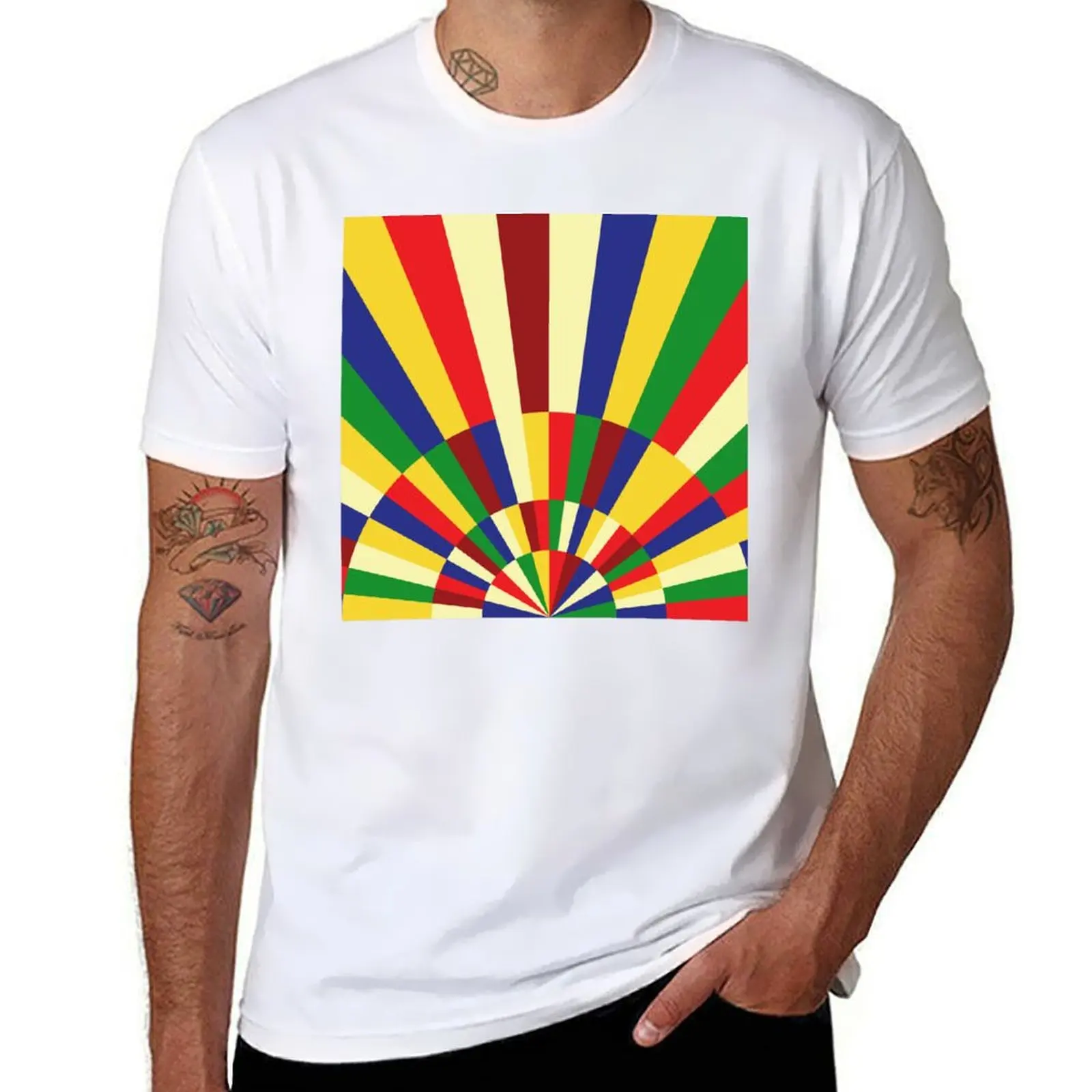 

Mid-Century 60s 70s Retro Rainbow Sun T-Shirt t shirt man casual cotton t shirts high quality T-Shirt