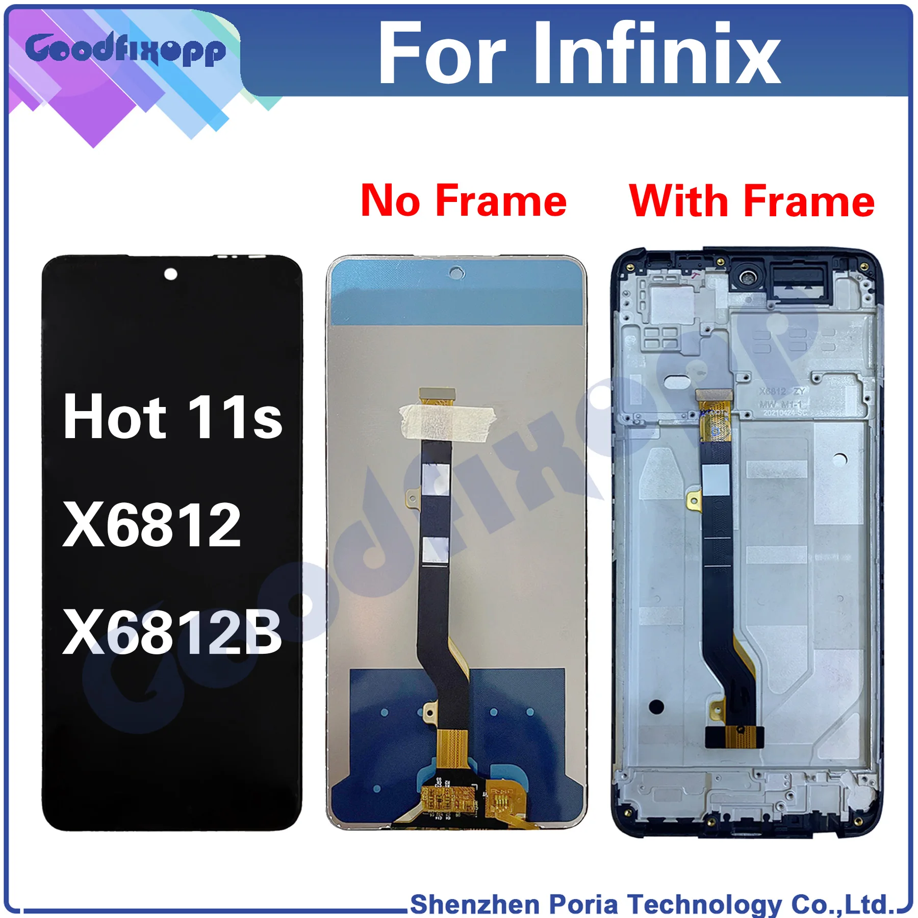 

For Infinix Hot 11s X6812 X6812B Hot11s LCD Display Touch Screen Digitizer Assembly Repair Parts Replacement