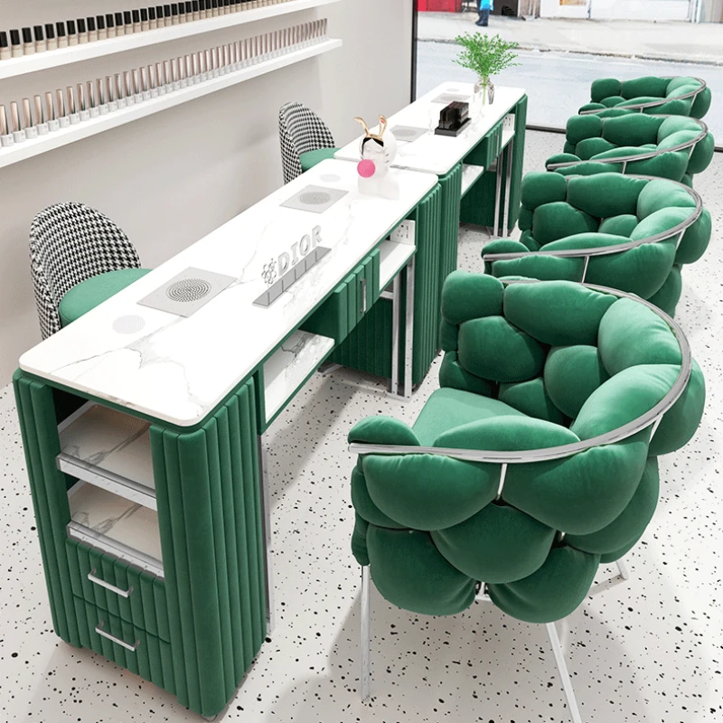 Luxury Workstation Manicure Table Vacuum Cleaner Aesthetic Modern Nail Desk Storage Organizer Nagel Tisch Nail Salon Furniture