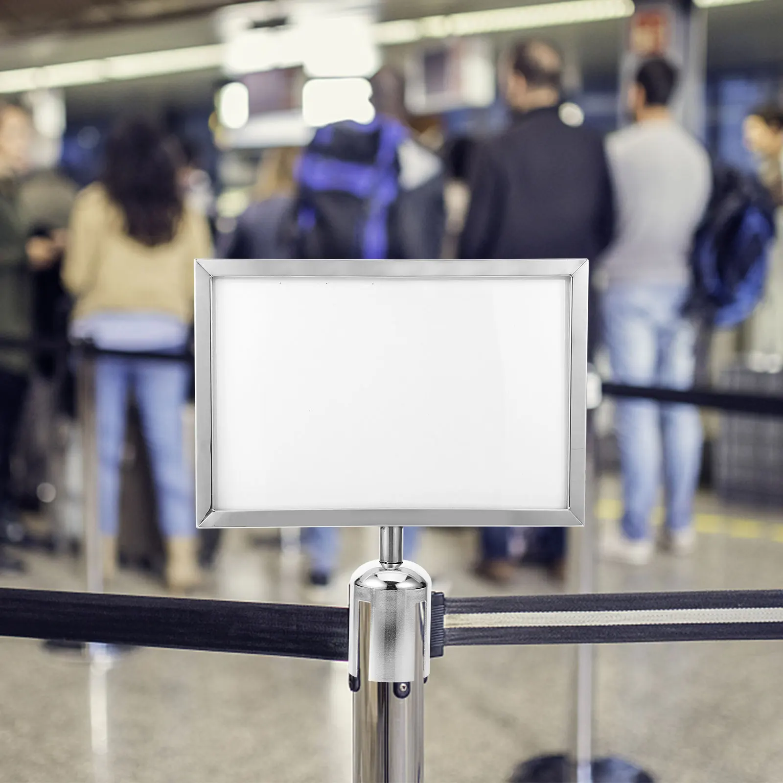 Stanchion Top Frame Doppelseitiger Metall-Stützenschildhalter A4 Crowd Control Direction Warning Restaurant Hospital Poster