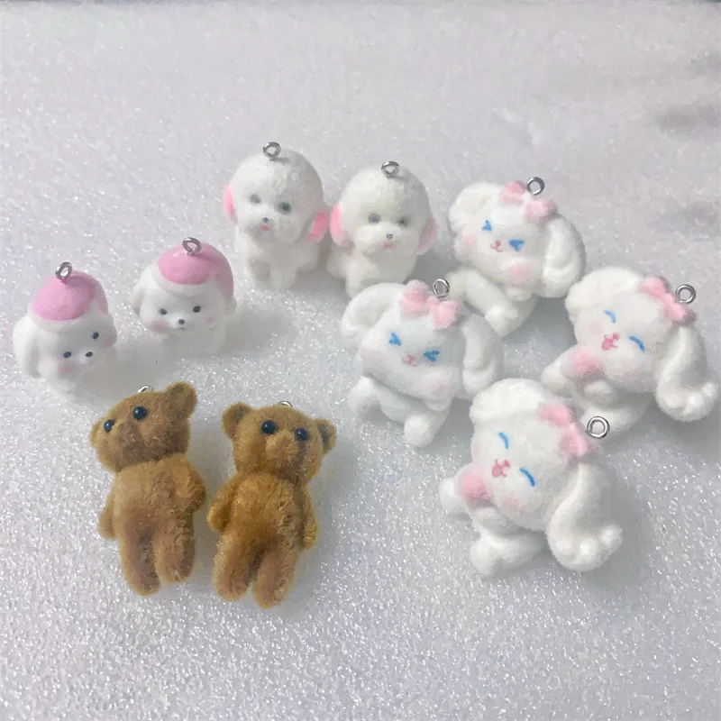 Wholesale 20pcs/lot cartoon animals dogs/bears shape resin dolls beads charms diy jewelry keychain pendant accessory