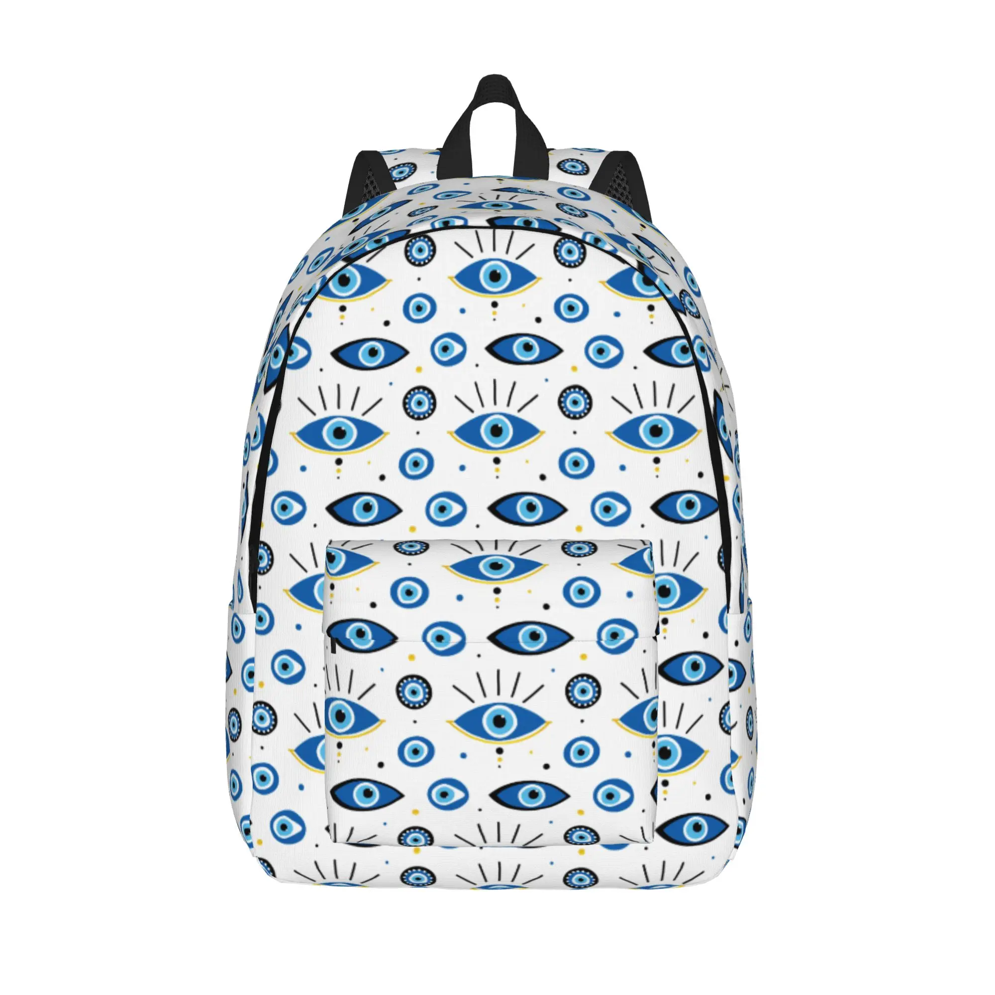 Nazar Evil Eye Lucky Charms Fashion Backpack Sports High School Work Turkish Amulets Daypack for Men Women Laptop Canvas Bags