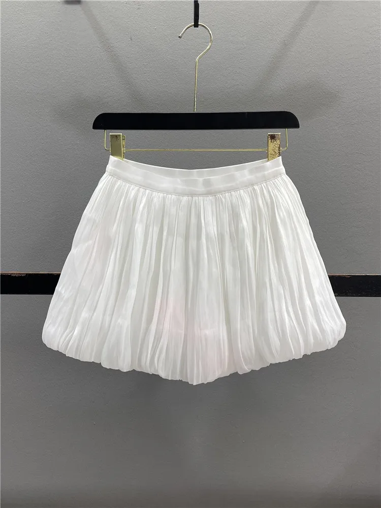 Shiny Bloom Half Skirt High Waist Slimming Sexy A-Line Short Skirt Women Casual Cotton Polyester Elastic Waist Skirt