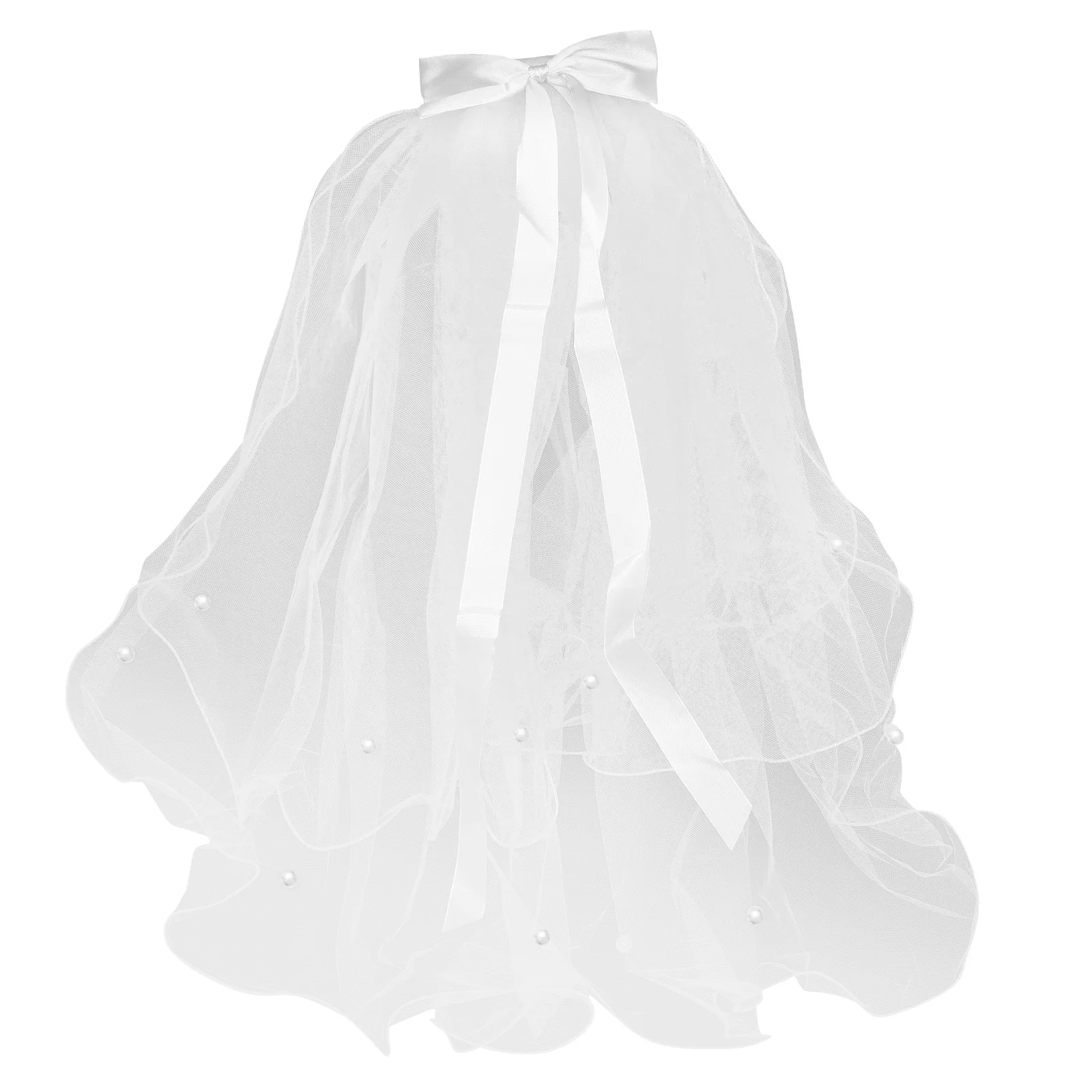 Double Layer Children's Veil Bridal for Wedding Girls Hair Decor Head Bowknot Kids Accessories