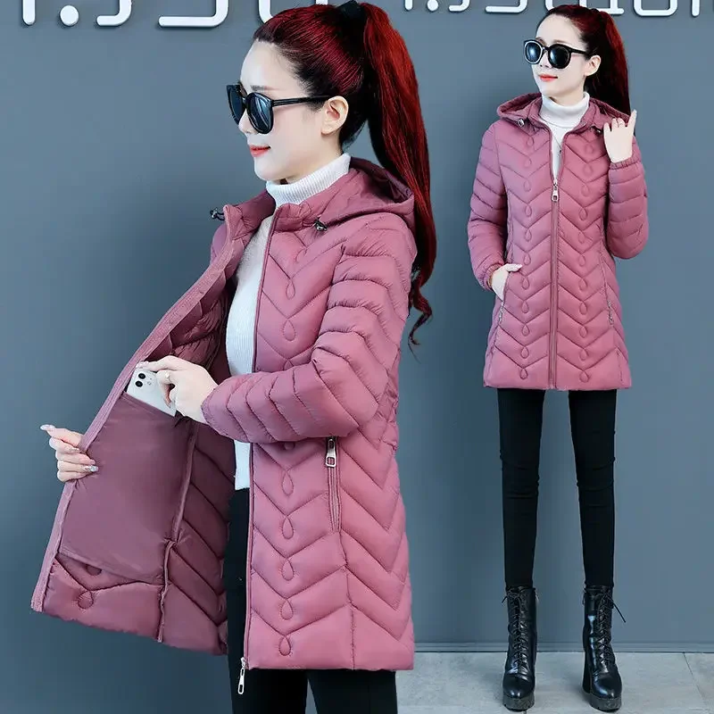 Ladies Fashion Winter Coat Women Down Cotton Hooded Jacket Woman Casual Warm Outerwear Jackets Female Girls Black Clothes PA1146