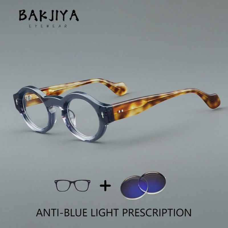 

Vintage Handmade Acetate Prescription Glasses Classic Round Frame Designer Men and Women Personalized Anti-Blue Light Glasses