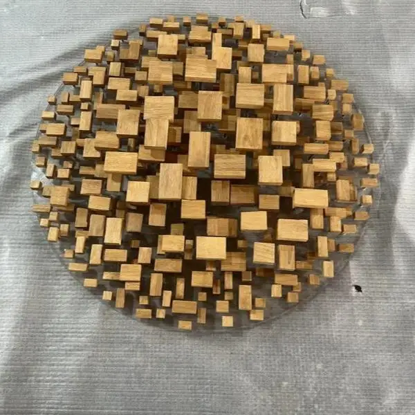 Large circular abstract wooden wall sculpture art decoration modern home office wall