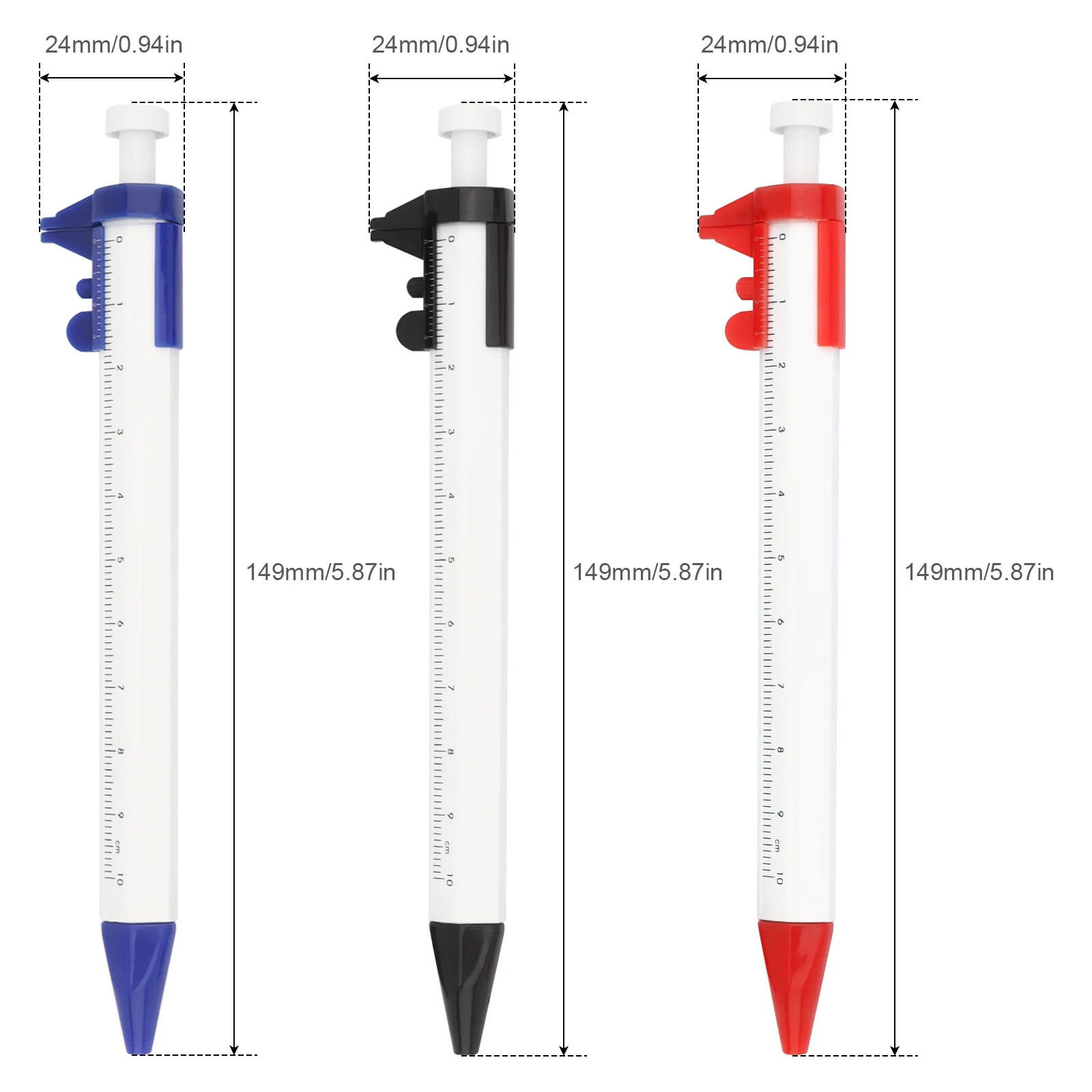 ボールペン付きvernierキャリパーペン、2 in 1、測定ツール、プラスチック、オプション0-100mm