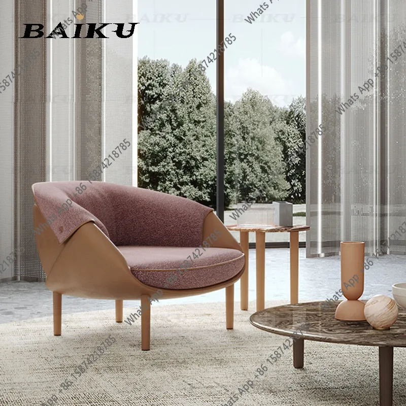 Italian light luxury microfiber leather single chair hotel lobby to negotiate sofa designer FRP