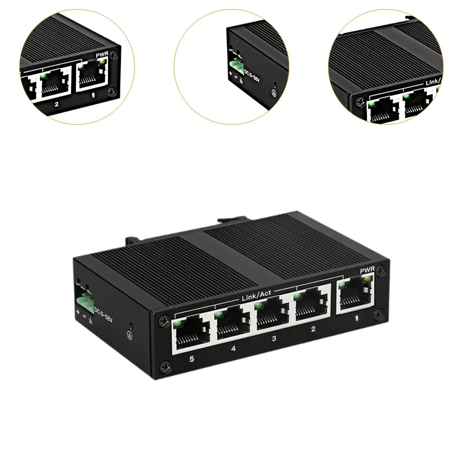 Ethernet Switch 10/100Mbps Plug and Play High Performance 5 Port Network Hub