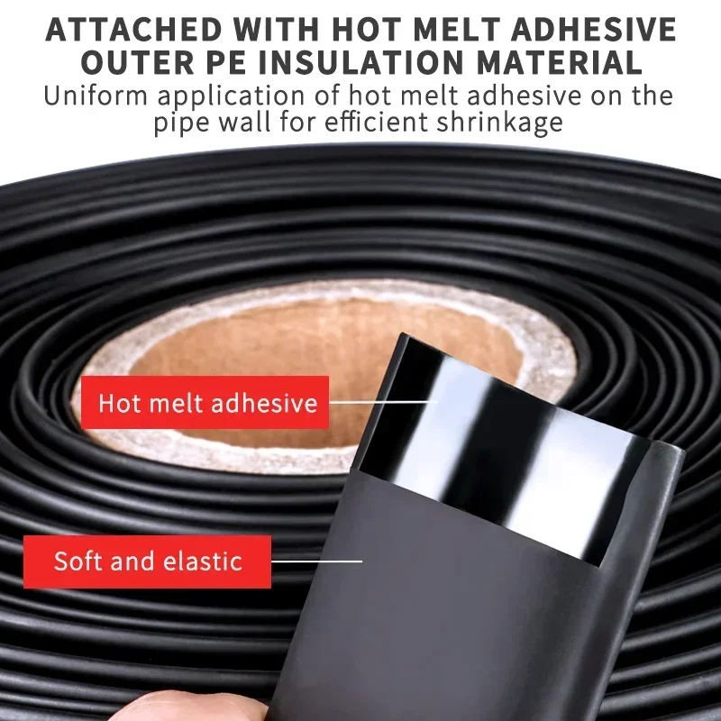3/5/8/10M 3:1 Ratio Adhesive Lined Heat Shrink Tube Thicken with Glue Dual Wall Tubing Diameter