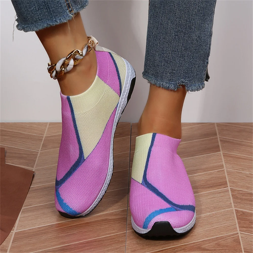 Women Flat Slip on Loafers New Mix Colors Shoes Woman Breathable Mesh Tennis Sneakers Autumn Casual Outdoor Female Flats Shoes