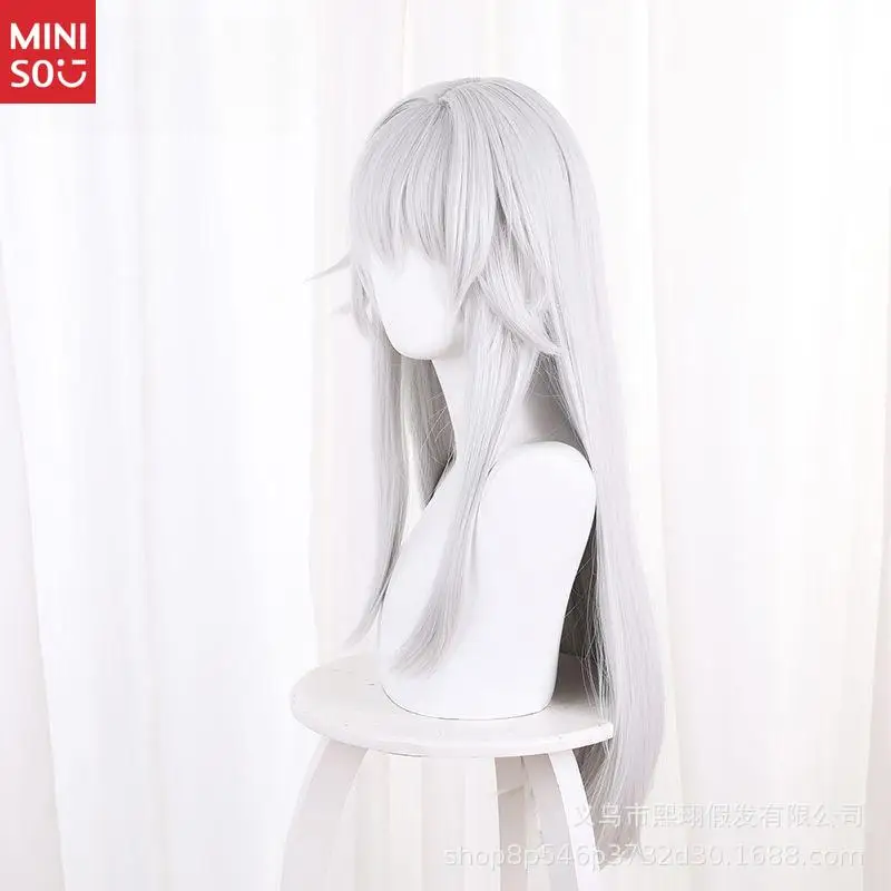   Honkai Star Rail Clara Peruca Cosplay, cabelo longo prateado branco liso para aparência de menina mecânica