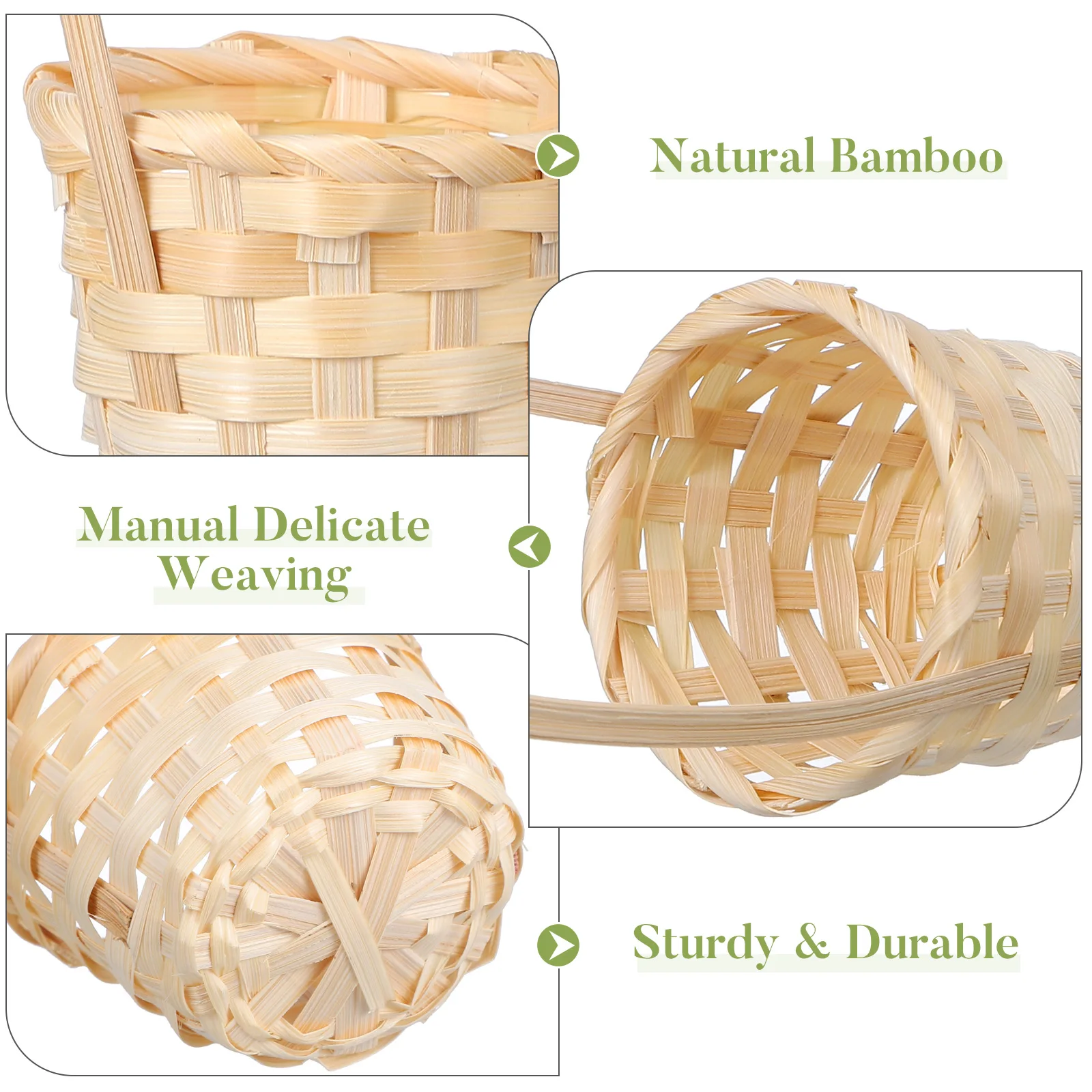 

Sturdy Woven Basket with Handle Multifunctional Bamboo Storage Kids Toy Gift Picnic Flower Decorative Modern for Home