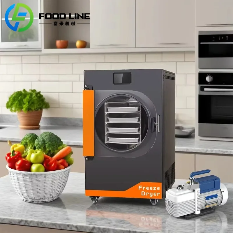 تجميد تجفيف صغير صغير المنزل Lyophilizer فراغ آلة تجفيف بالتجميد للأغذية حلوى الفواكه المشروب البارد القهوة الحليب الزهور