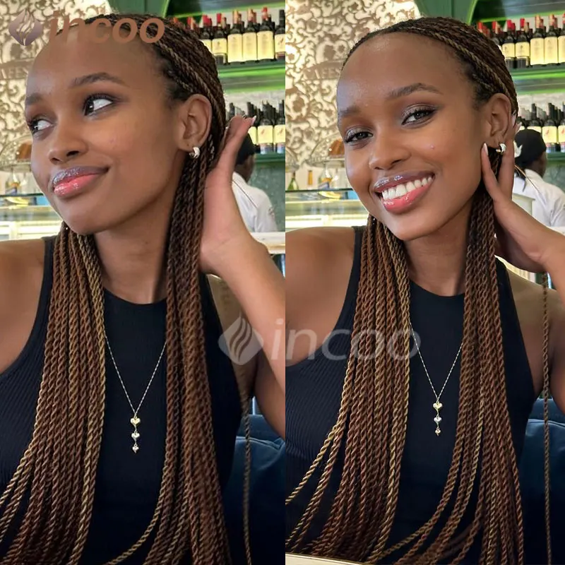 Synthetische 36 "volle Spitze Front Box geflochtene Perücken knoten lose Cornrow Twist geflochtene Perücken Spitze Frontal Perücken mit Baby Haar schwarze Frauen