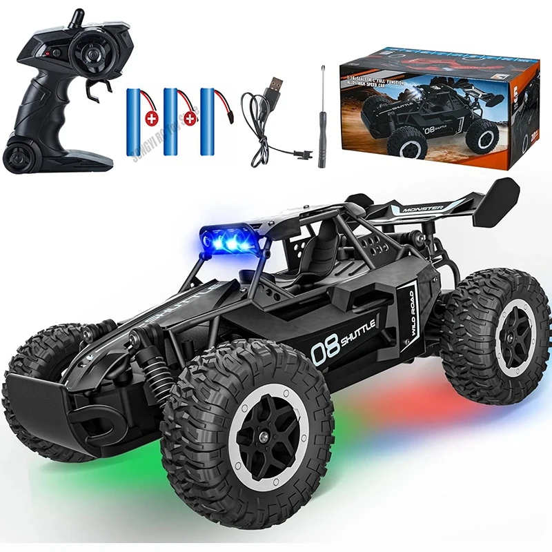 

RC Car 1:16 2WD with LED Light 2.4G 20KM/H High Speed Off-Road Climbing Remote Control Car Toy Gifts for Boys Girls Kids