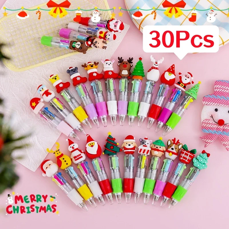 

30Pcs/Lot Cute Mini Ballpoint Pen Christmas Series 4 Color Ball Pens For Kids School Writing Supplies Office Stationery Gifts