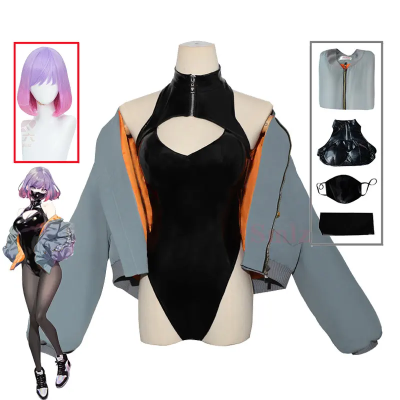 

Luna Cosplay Anime Cosplay Costume Woman LUNA Lovely Sexy Jumpsuits Coat Uniforms Black Mask Stockings Party Props Wig