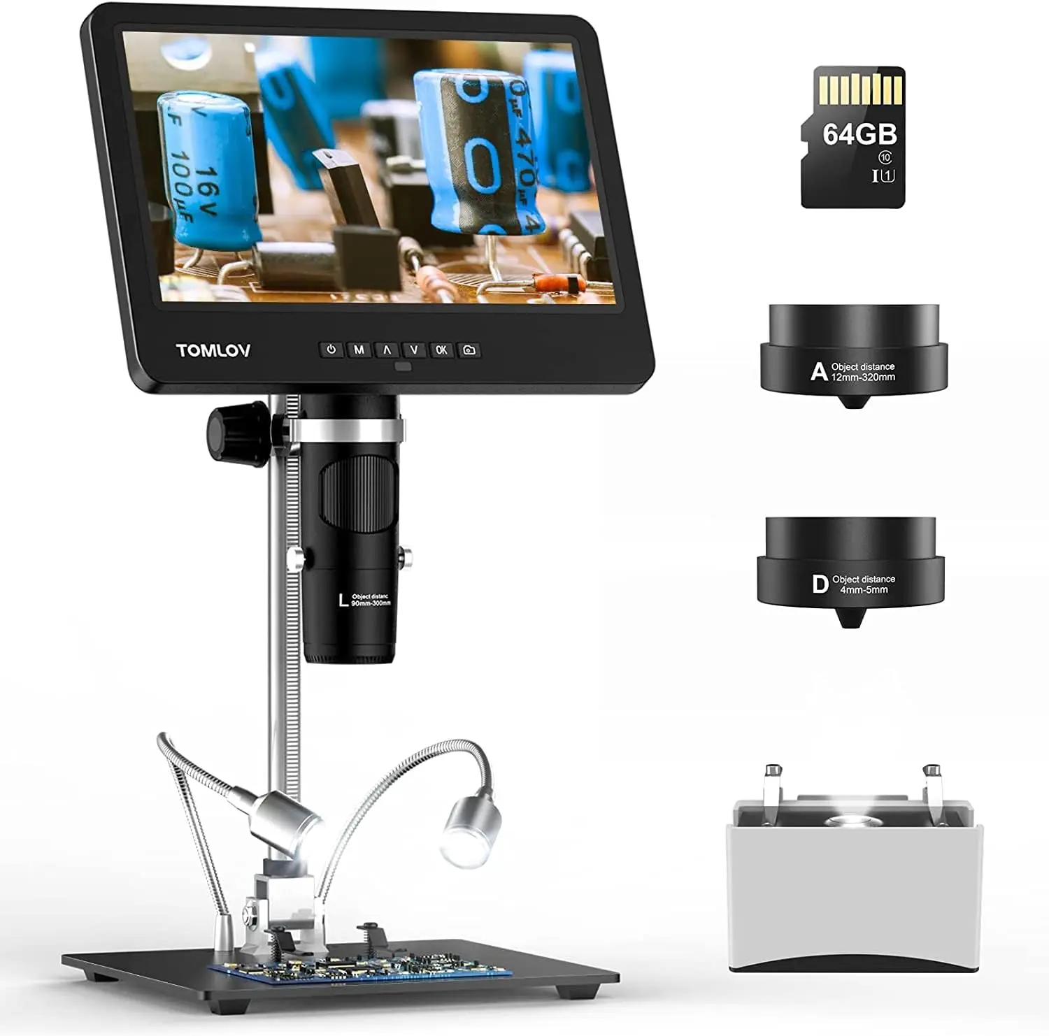 

Digital Microscope for Adults, 3 Lens Soldering Microscope, Coin Microscope Full View, Upgraded 7" IPS Premium