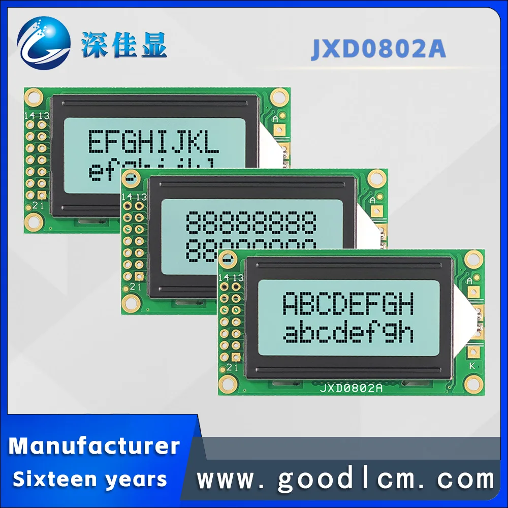 

Arallel порт 0802 маленький символовый матричный экран JXD0802A FSTN белый позитивный Клиренс символы LCM модуль