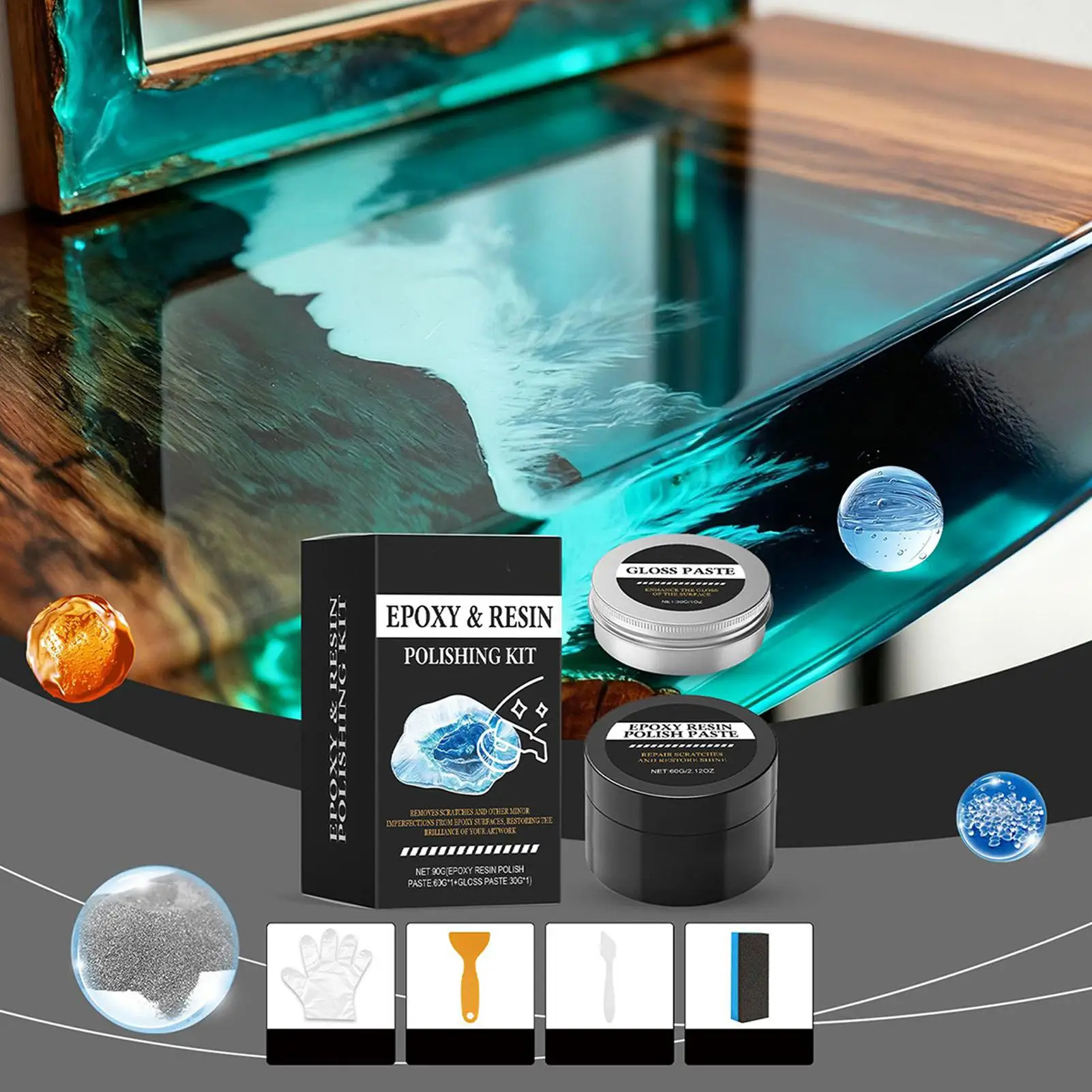 Epoxy Resin Polishing Kit Creamy Scratch Removal Compound to Restore Shine Easy Buffing for Resin Art Table Decoration