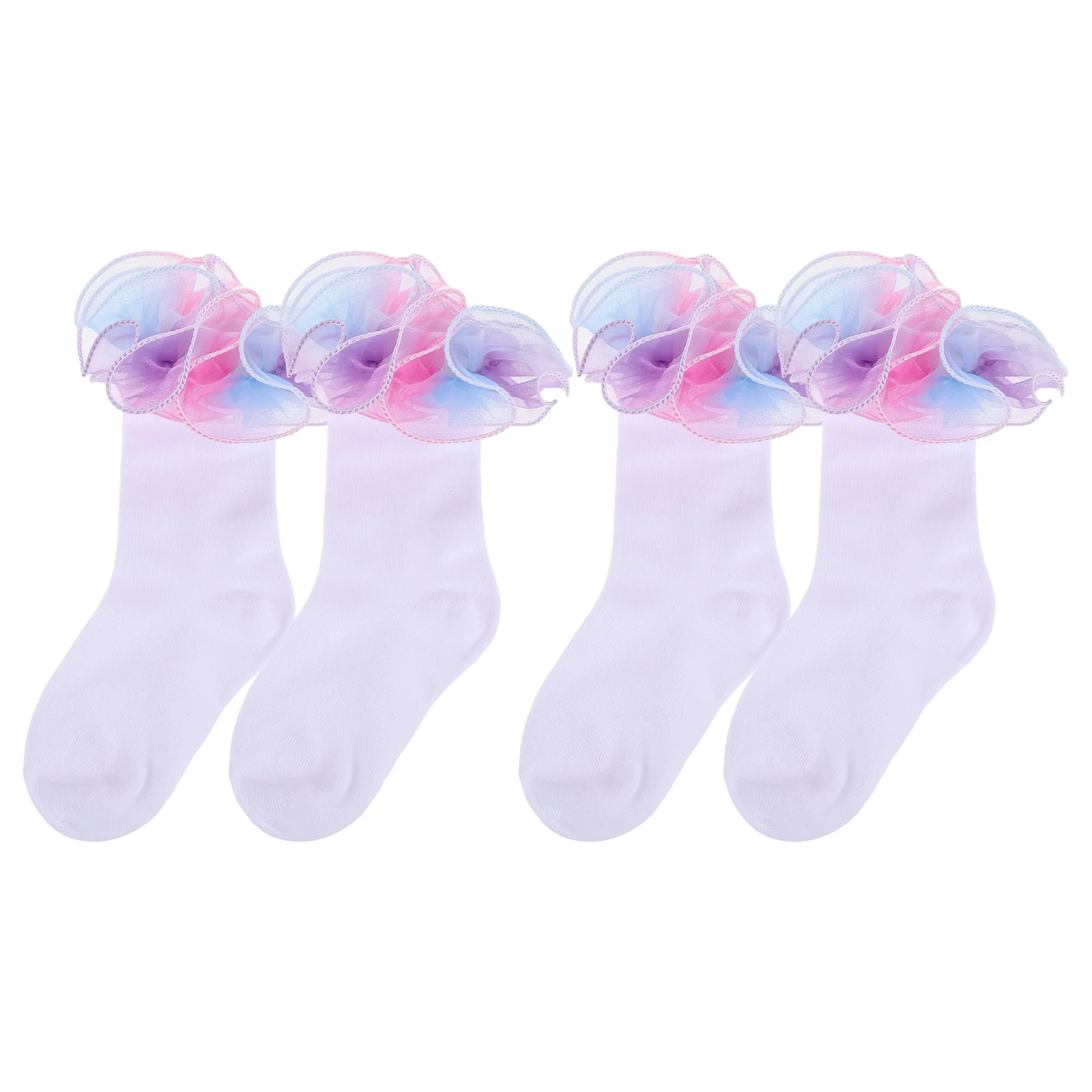 

2pcs 2 Pairs Children Princess Lace Socks Baby Cotton Breathable Stockings Toddler Girl Ruffle Cuff Socks Ballet Style