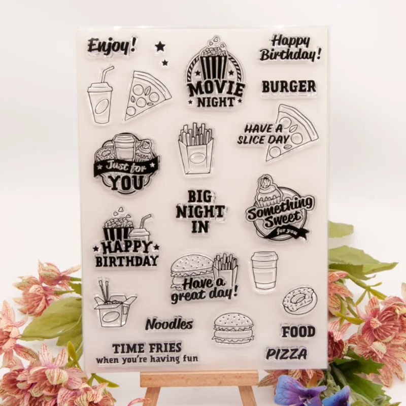 Hamburger Fries Stamps Rubber Transparent Silicone Seal Diy Hand Account Scrapbooking Journal Album Decoration Crafts Stencils