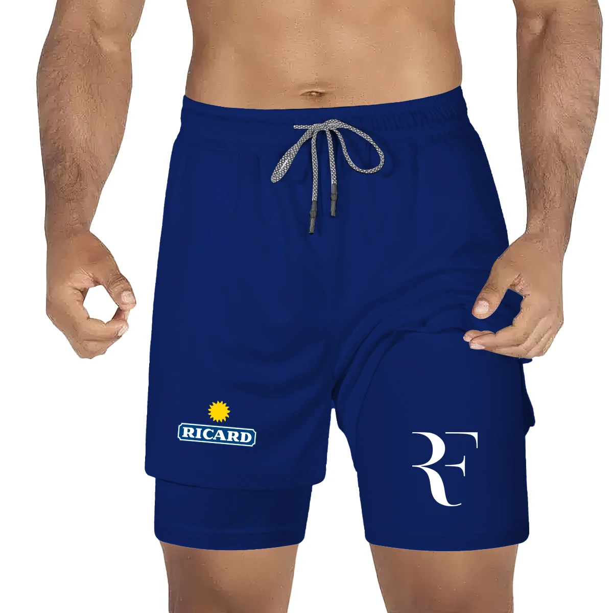 Shorts Atlético Respirável Masculino, Roupa de Ginástica, Fitness, Treinamento, Camping, Ciclismo, Calças de Jogging, 2 em 1