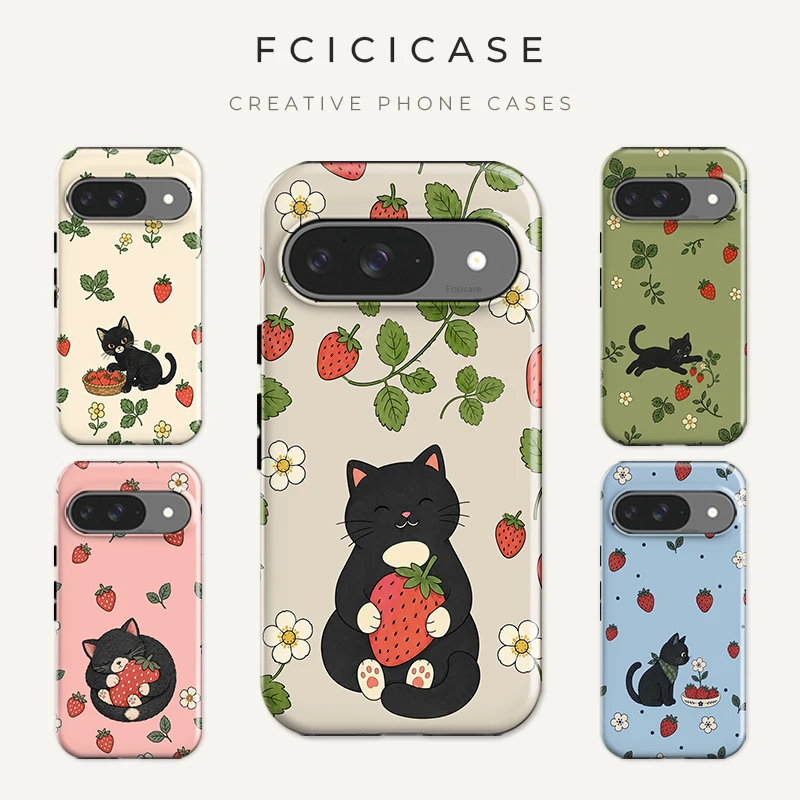 Funda de teléfono con diseño de gato lindo Fcicicase para Google Pixel 11 10 Pro XL 10A 9 8 7A 5A, compatible con carga inalámbrica Magsafe, fundas de PC + TPU Etui.
