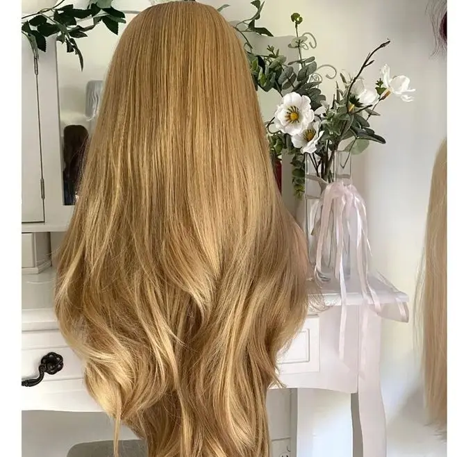 Ombre mel loira onda solta peruca de cabelo peruca dianteira do laço para as mulheres perucas dianteiras do laço sintético peruca preplucked linha fina com cabelo do bebê