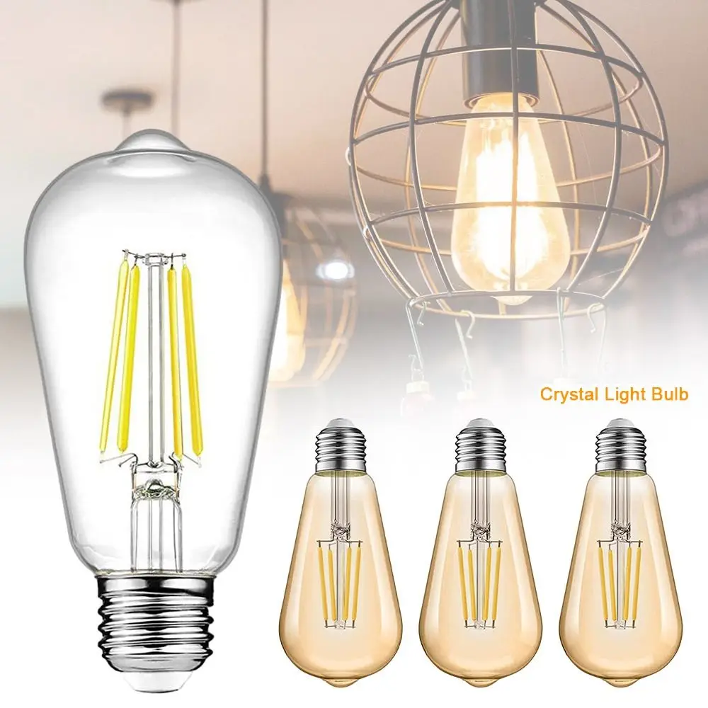 

ST64 Crystal Light Bulb Hot 2W 4W 6W 8W 12W Warm Yellow ST64 LED Light Bulb E27 Candle LED Bulb Home Decoration