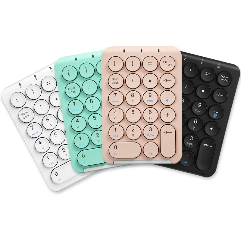 BOW 22 Keys Wireless Number Pad Rechargeable Bluetooth Numeric Keypad Round Keycaps Numpad Number Keyboard for Laptop iPad