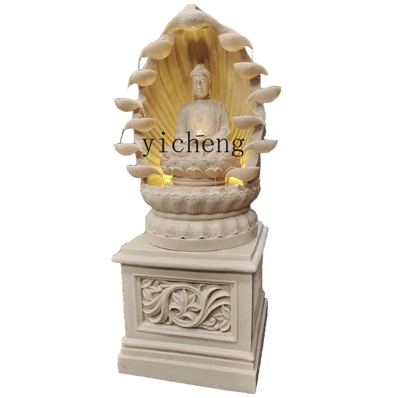new Chinese Buddha flowing water ornament living room fountain lucky landing water feature home crafts fairy garden