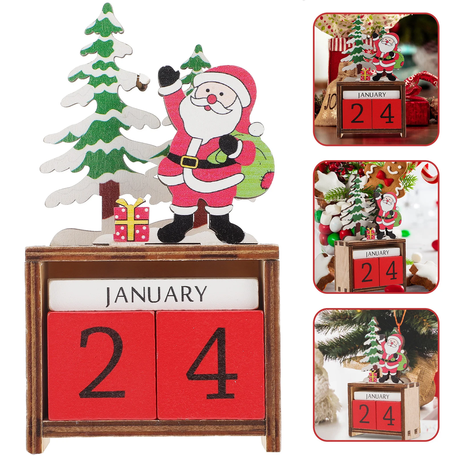 

Xmas Wooden Calendar Decor Christmas Gift Festive Home Desktop Ornament Advent Calendar Xmas Decoration