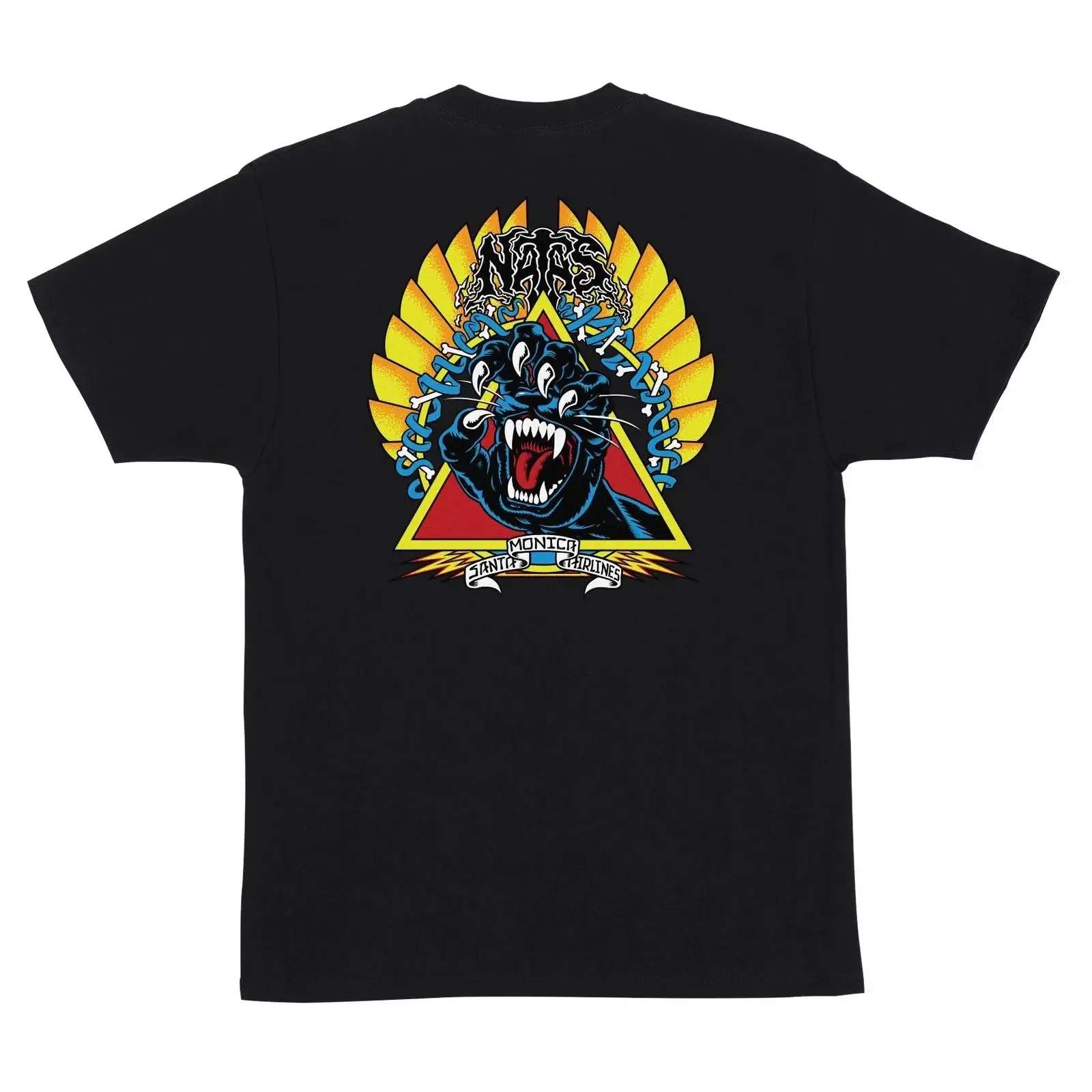 Santa Monica Airlines Natas Kaupas SCREAMING PANTHER Skateboard T Shirt BLACK vintage Washed Soft Stretched streetwear