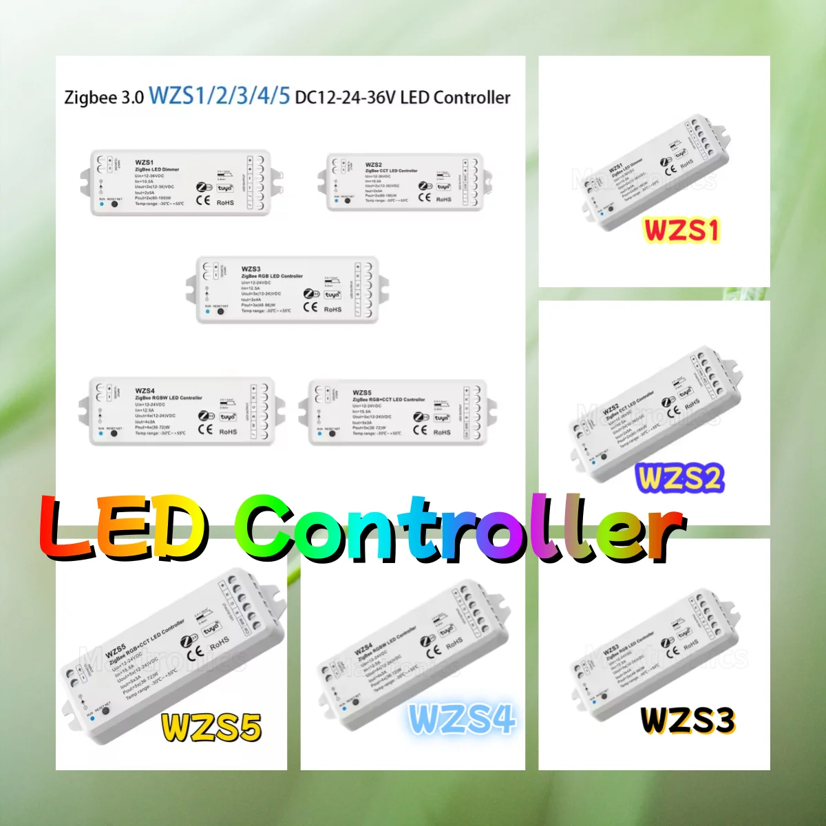 LED Controller WZS1/2/3/4/5 Zigbee 3.0 DC12-24-36V Voice /Google/Alexa control For Single Color CCT RGB RGBW RGB+CCT Led Strip