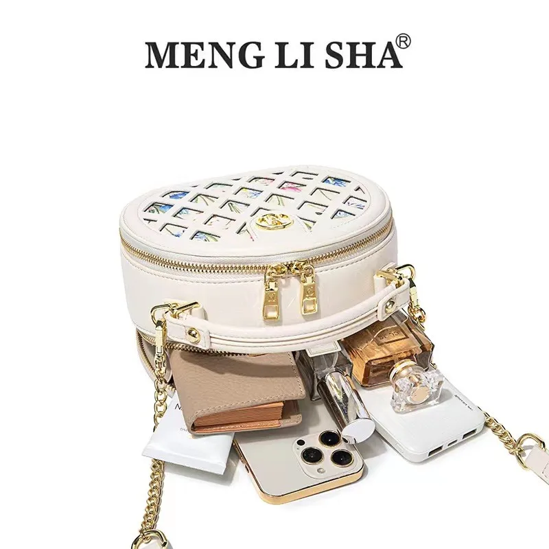 Menglisha Brand Women\'s Handbag 2024 New Hollow Colored Round Bag Handbag Designer High end Crossbody Shoulder Bag