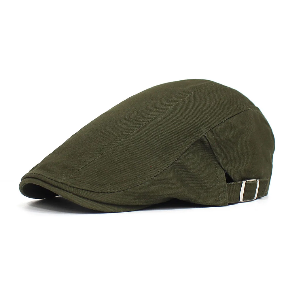 Solid color cotton front cap men\'s casual cap classic beret