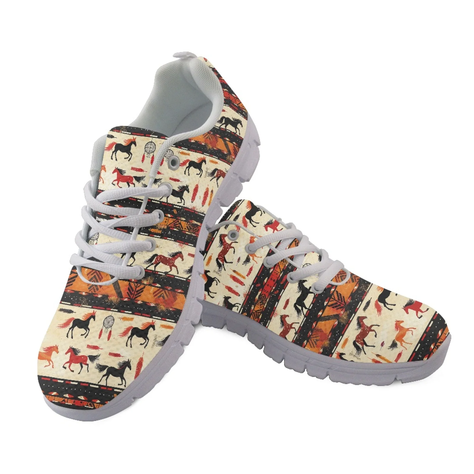 Coloranimal Vintage Horse Print Mesh EVA Sole Women's Sneakers, Mens Casual Athletic Trainers for Gym Camping 2025 Collection