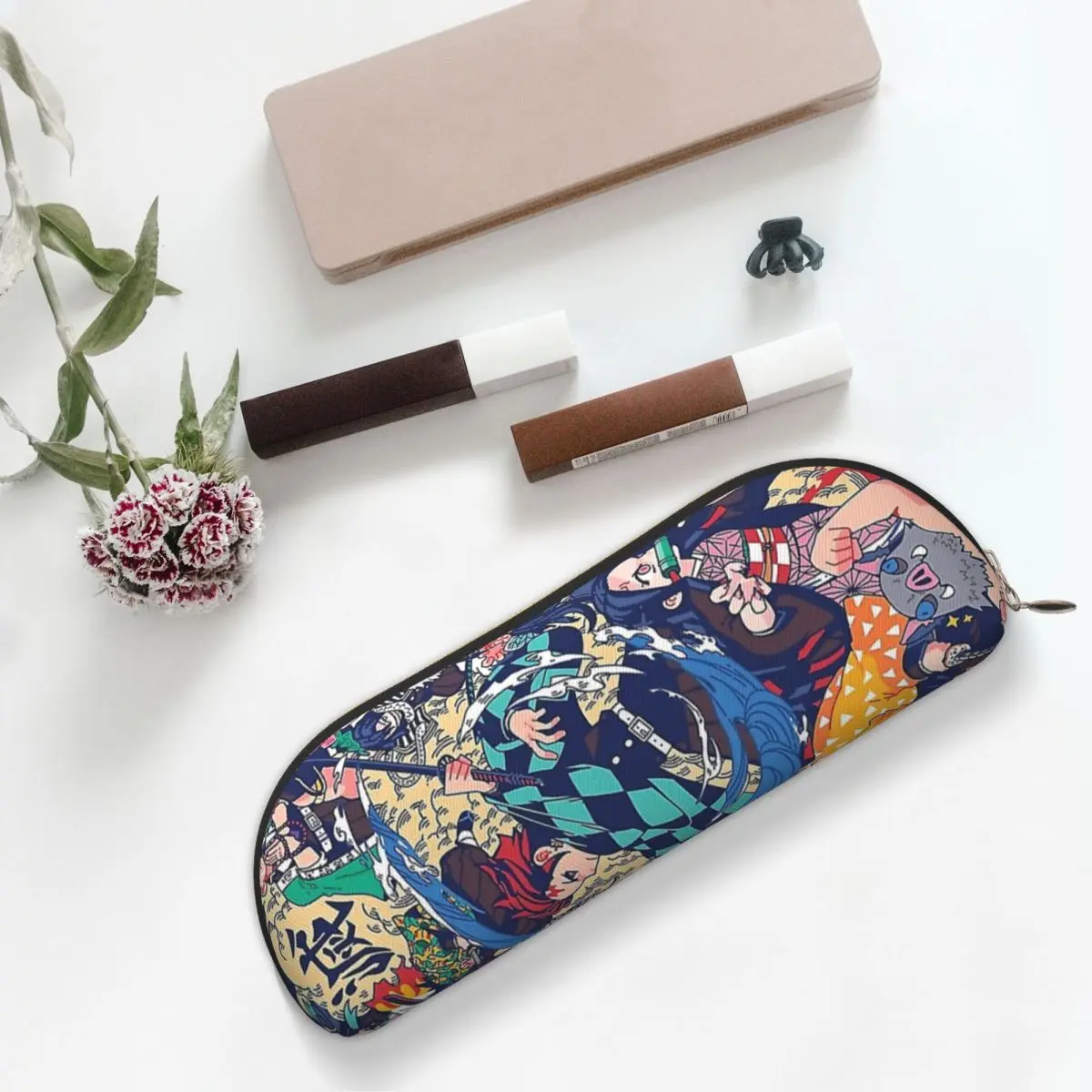 أنيمي شيطان القاتل كامادو تانجيرو مقلمة قلم رصاص الحقيبة تخزين لوازم مكتبية سعة كبيرة صندوق القلم حقيبة أقلام رصاص