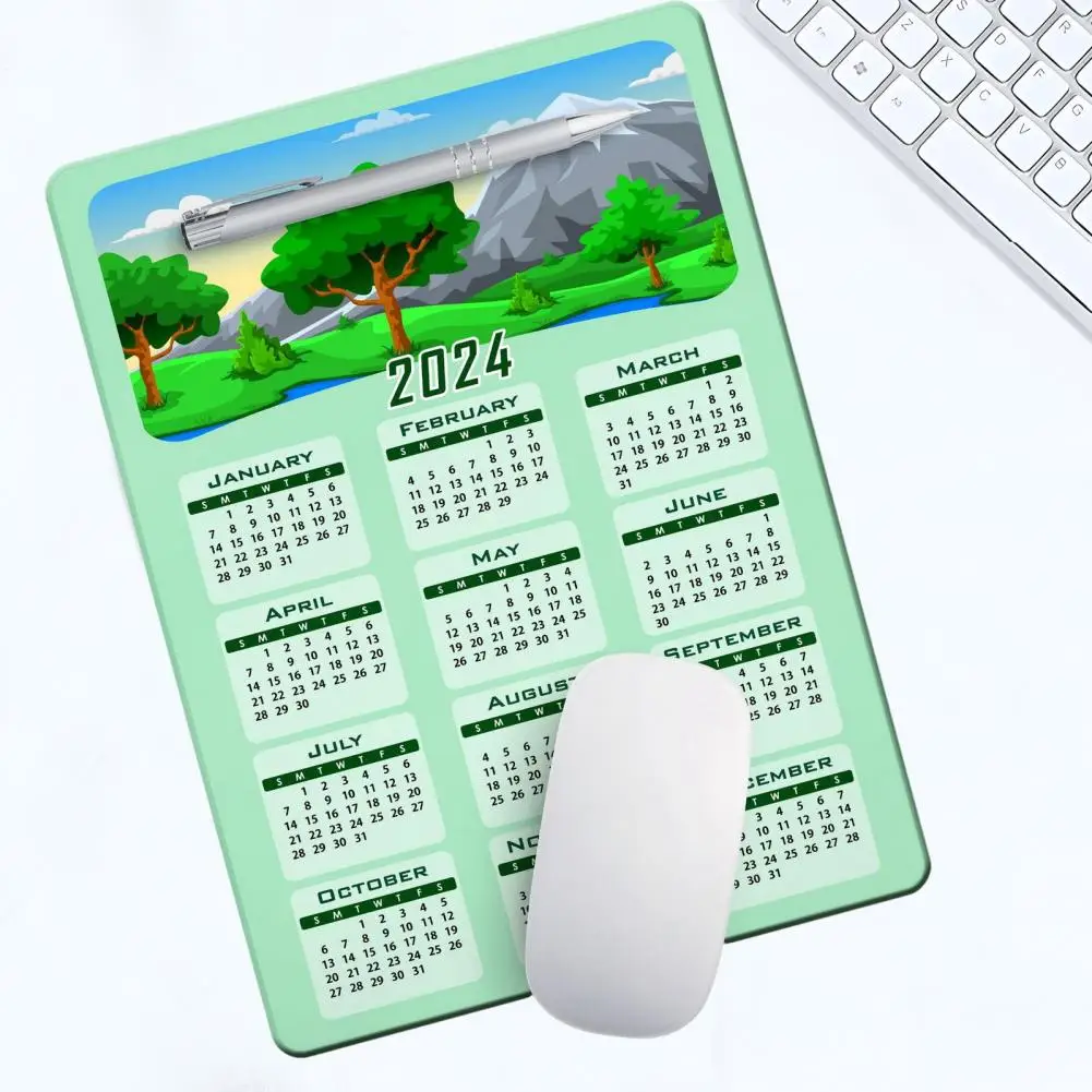 Natural Rubber Mouse Pad Easy to Clean Mouse Pad Durable 2024 Calendar Mouse Pad with Anti-slip Rubber Backing Smooth for Gaming