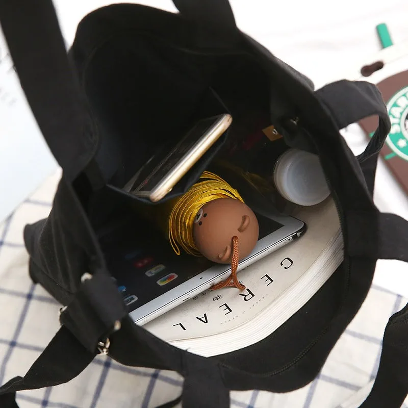 كونان إيدوغاوا أنيتا هايلي مظهر عالٍ إبداعي جديد حقيبة كتف ذات سعة كبيرة أنيمي طالب حقيبة قماش قنب سوداء حقيبة كروسبودي