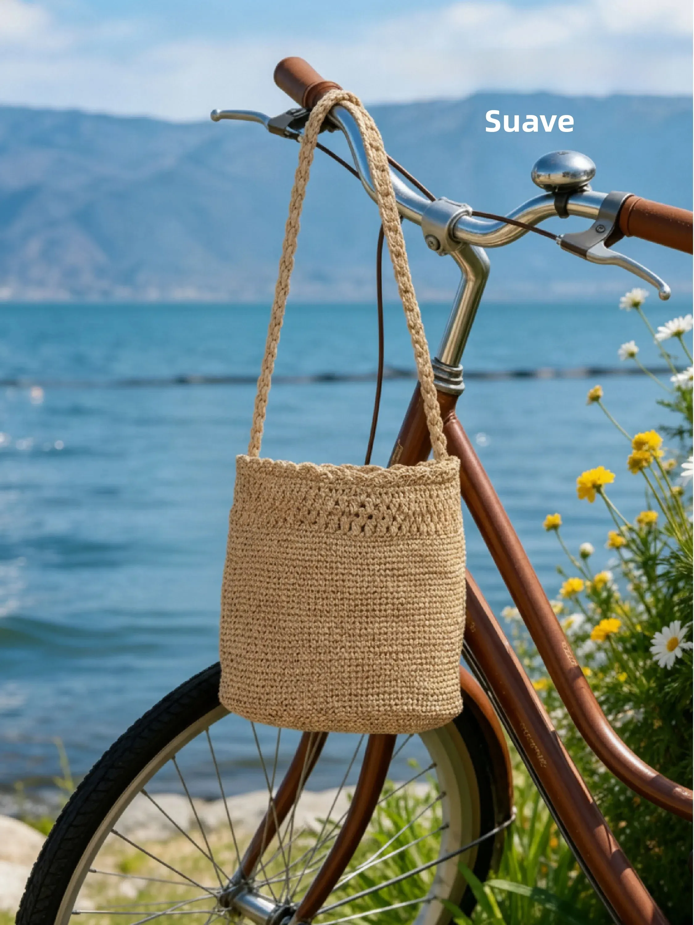 Bolsa de Palha Artesanal Casual UZOE em Formato de Balde para Verão, Praia e Lazer - Bolsa de Ombro Feminina