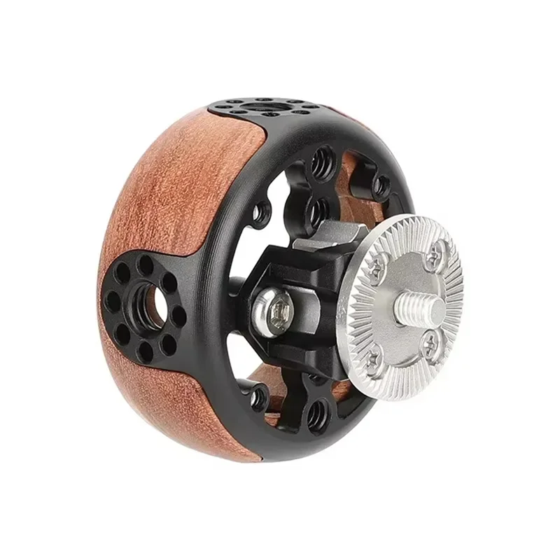 ABSQ-Wooden Handgrip 1/4In 3/8In Screw Hole Handgrip For DSLR Shoulder Rig Photography