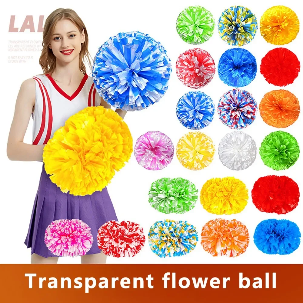 

2 PCS Cheerleading Pom Poms Rainbow Metallic Streamer Pompoms Dance Party Football Club Decor Hand Flower Aerobics Cheer Balls